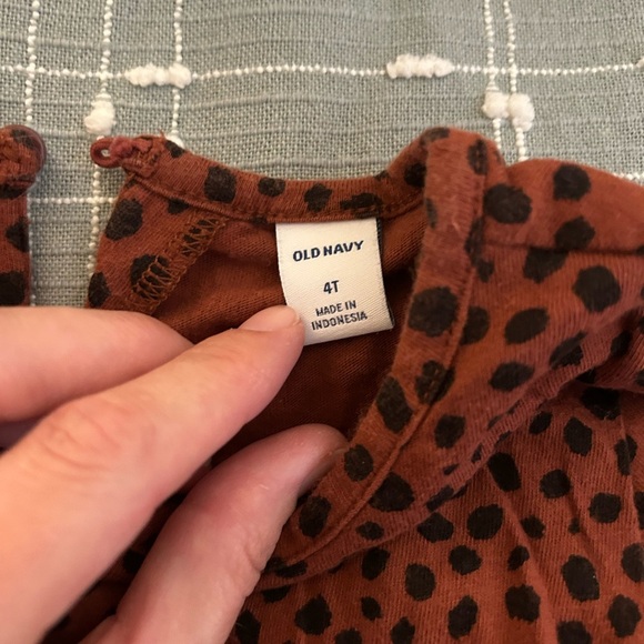 Old Navy rust Brown and black leopard Polka Dot Jumpsuit size 4T - Picture 2 of 4